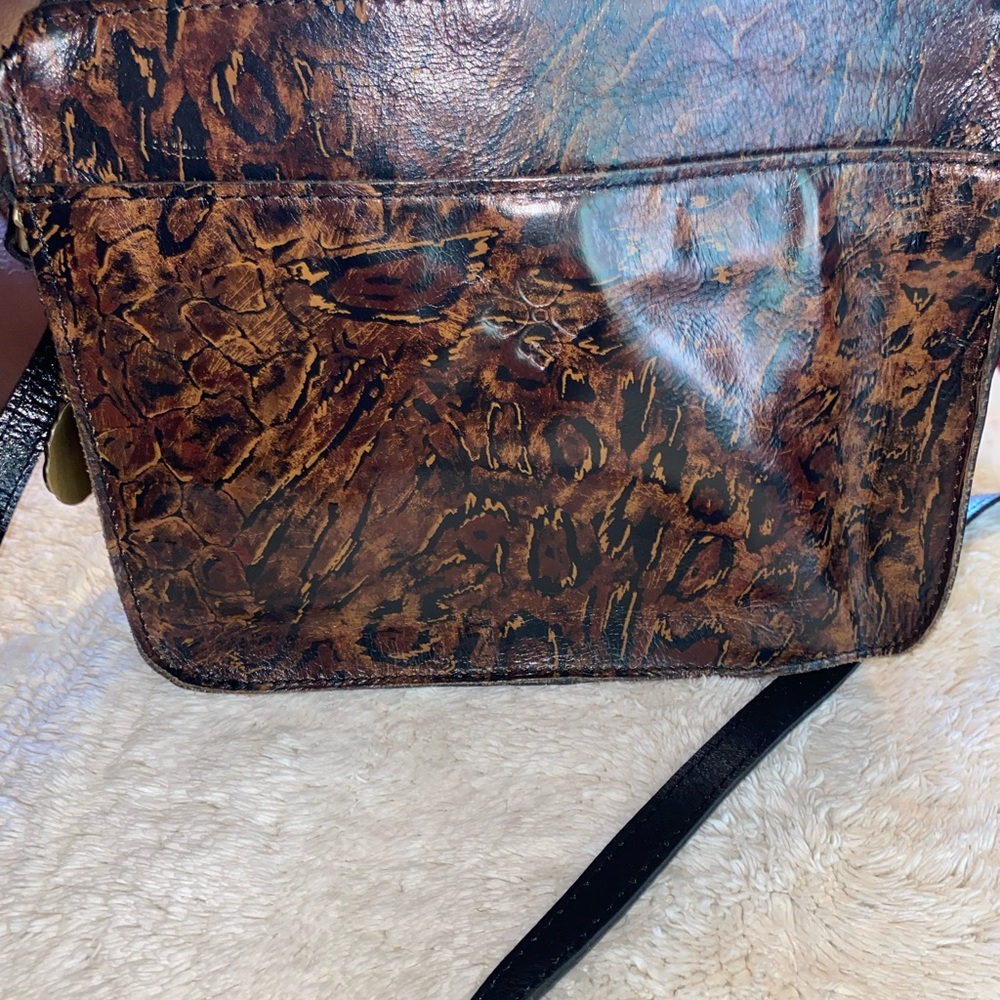 Patricia Nash 10th Anniversary Dark Brown Leather Crossbody Bag with Gold Accent - Picture 3 of 6